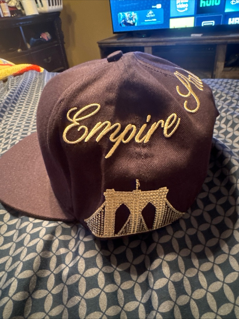 Empire Script Embroidered Brown Snapback Hat